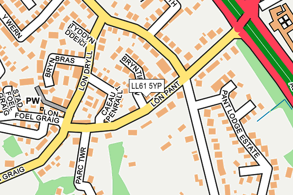 LL61 5YP map - OS OpenMap – Local (Ordnance Survey)
