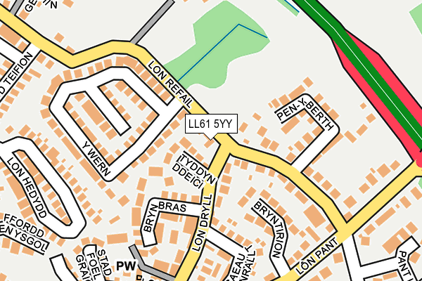 LL61 5YY map - OS OpenMap – Local (Ordnance Survey)