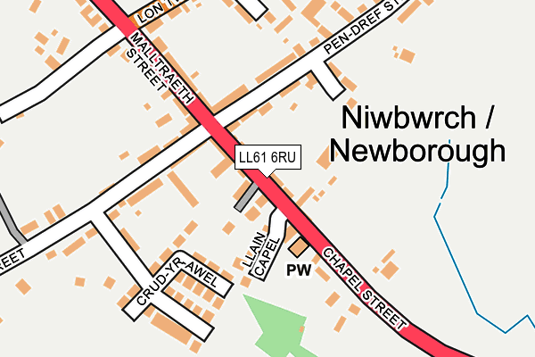 LL61 6RU map - OS OpenMap – Local (Ordnance Survey)