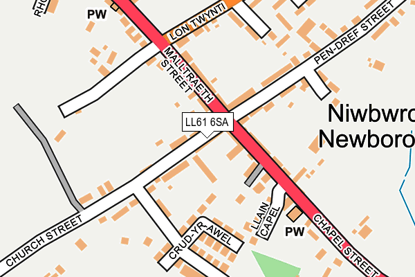 LL61 6SA map - OS OpenMap – Local (Ordnance Survey)
