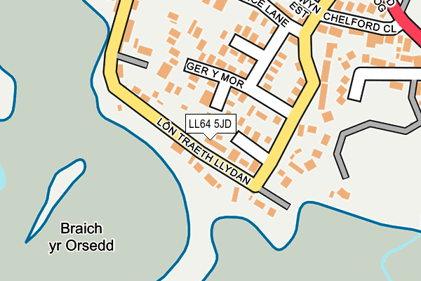 LL64 5JD map - OS OpenMap – Local (Ordnance Survey)