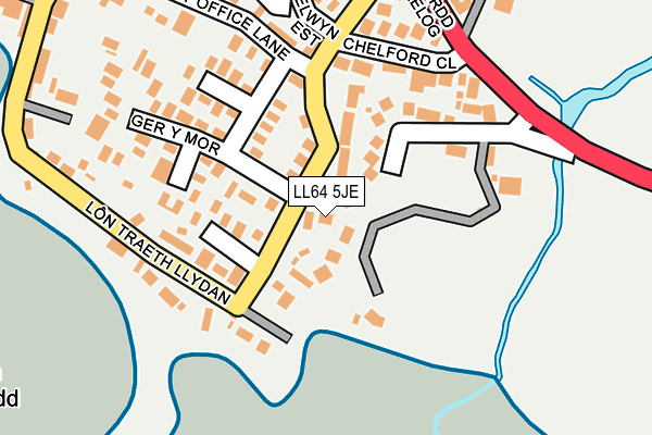 LL64 5JE map - OS OpenMap – Local (Ordnance Survey)