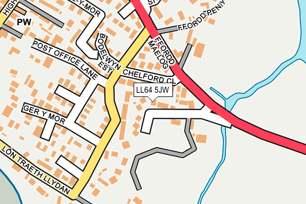LL64 5JW map - OS OpenMap – Local (Ordnance Survey)