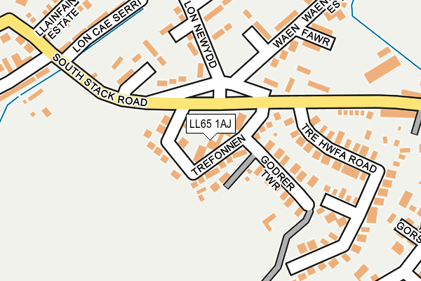 LL65 1AJ map - OS OpenMap – Local (Ordnance Survey)