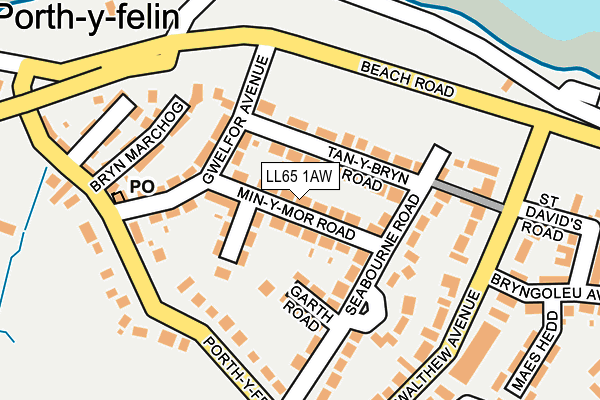 LL65 1AW map - OS OpenMap – Local (Ordnance Survey)