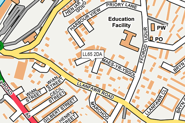 LL65 2DA map - OS OpenMap – Local (Ordnance Survey)