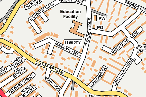 LL65 2DY map - OS OpenMap – Local (Ordnance Survey)