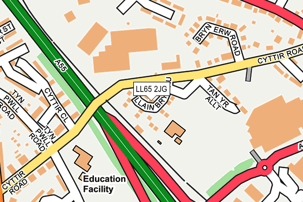 LL65 2JG map - OS OpenMap – Local (Ordnance Survey)