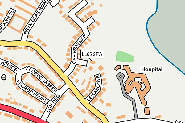 LL65 2PW map - OS OpenMap – Local (Ordnance Survey)