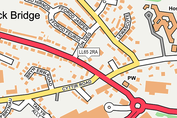 LL65 2RA map - OS OpenMap – Local (Ordnance Survey)
