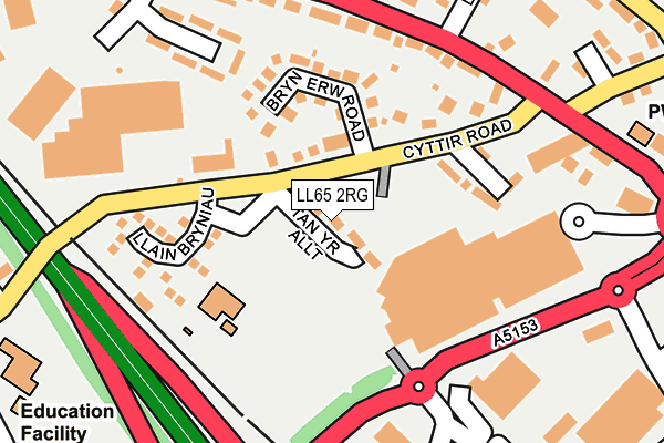 LL65 2RG map - OS OpenMap – Local (Ordnance Survey)
