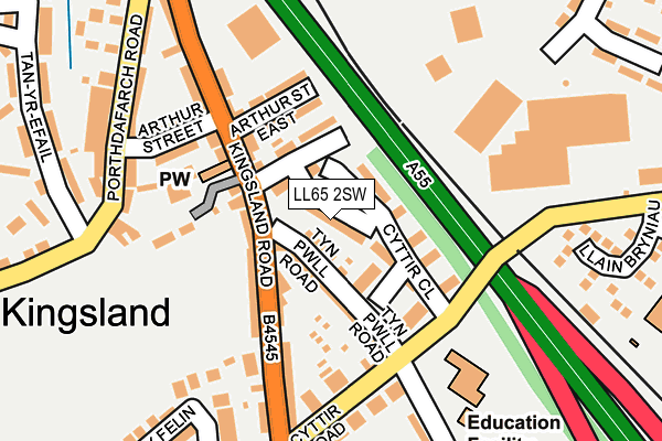 LL65 2SW map - OS OpenMap – Local (Ordnance Survey)
