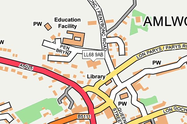 LL68 9AB map - OS OpenMap – Local (Ordnance Survey)