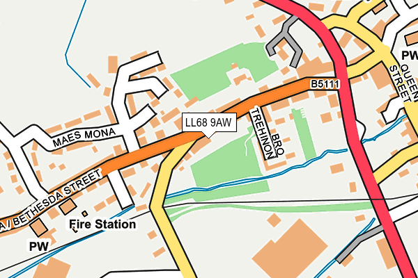 LL68 9AW map - OS OpenMap – Local (Ordnance Survey)