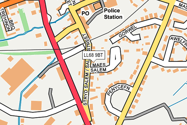 LL68 9BT map - OS OpenMap – Local (Ordnance Survey)