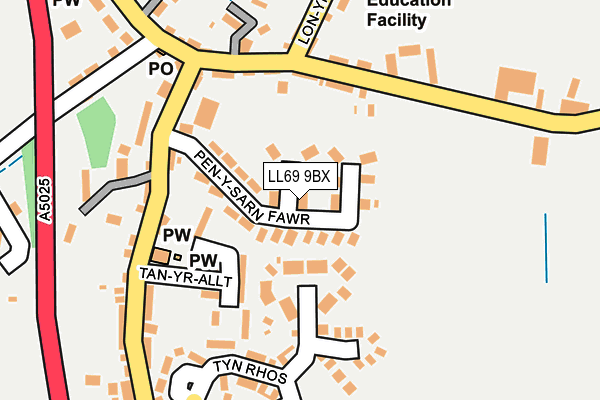 LL69 9BX map - OS OpenMap – Local (Ordnance Survey)