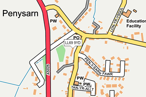 LL69 9YD map - OS OpenMap – Local (Ordnance Survey)