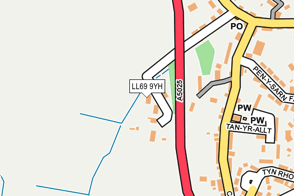 LL69 9YH map - OS OpenMap – Local (Ordnance Survey)