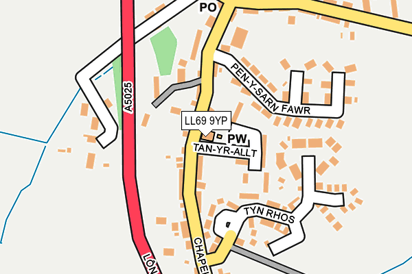LL69 9YP map - OS OpenMap – Local (Ordnance Survey)