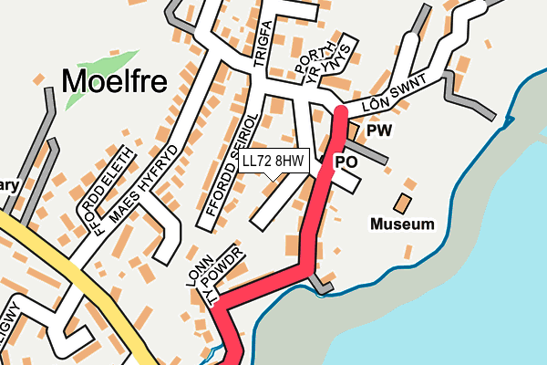 LL72 8HW map - OS OpenMap – Local (Ordnance Survey)