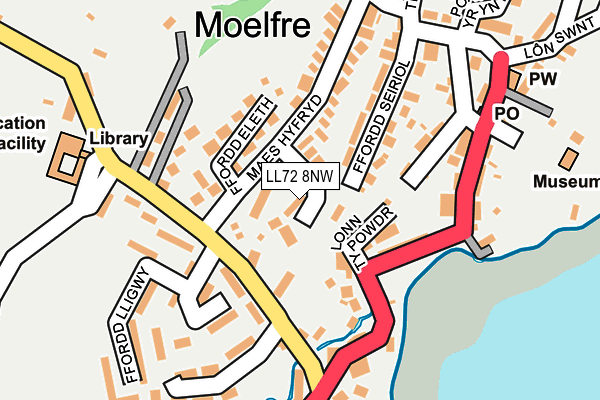 LL72 8NW map - OS OpenMap – Local (Ordnance Survey)