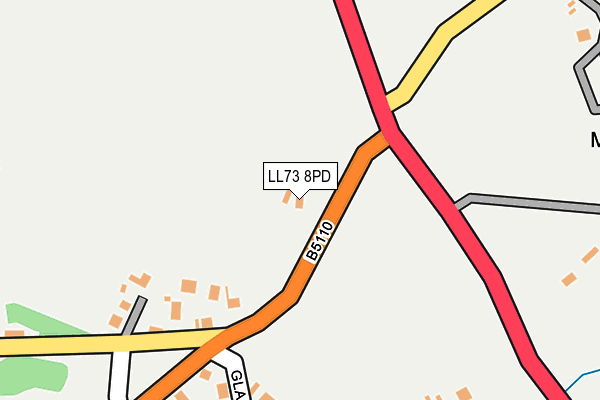 LL73 8PD map - OS OpenMap – Local (Ordnance Survey)