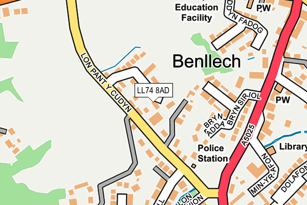 LL74 8AD map - OS OpenMap – Local (Ordnance Survey)