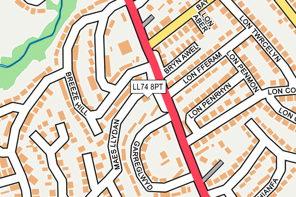 LL74 8PT map - OS OpenMap – Local (Ordnance Survey)