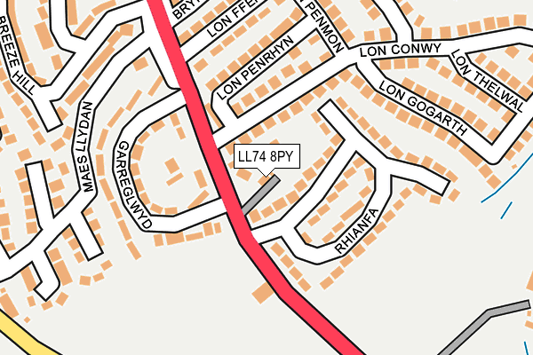 LL74 8PY map - OS OpenMap – Local (Ordnance Survey)