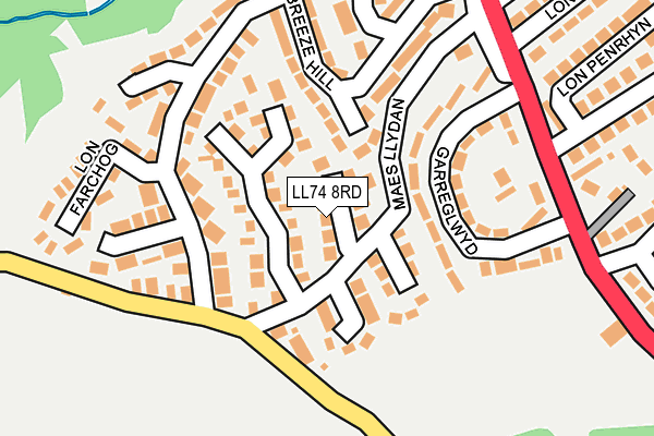 LL74 8RD map - OS OpenMap – Local (Ordnance Survey)