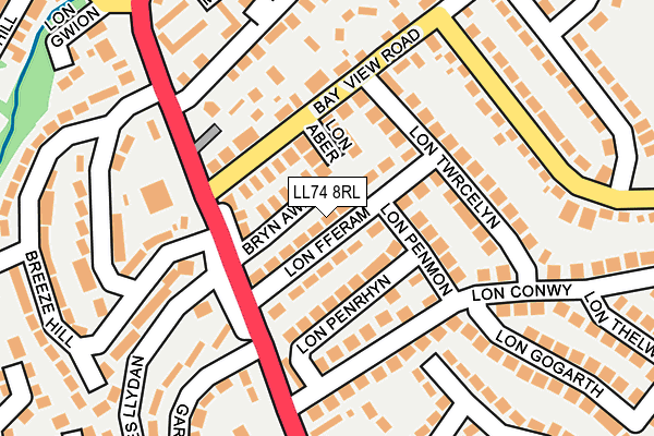 LL74 8RL map - OS OpenMap – Local (Ordnance Survey)