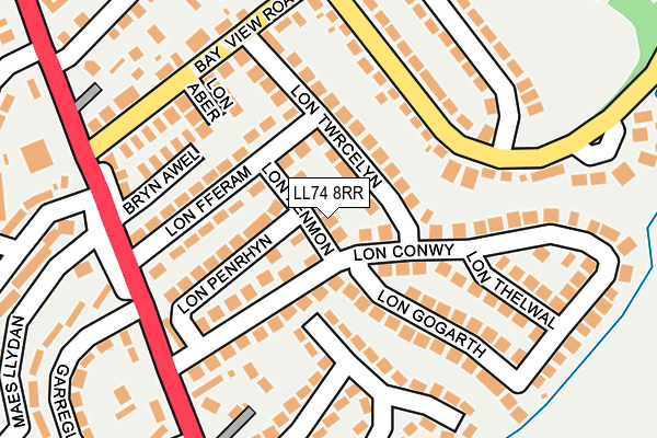 LL74 8RR map - OS OpenMap – Local (Ordnance Survey)