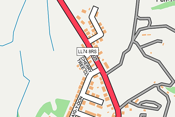 LL74 8RS map - OS OpenMap – Local (Ordnance Survey)