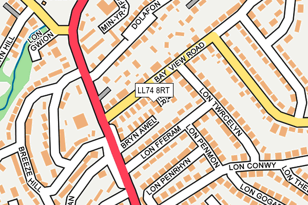 LL74 8RT map - OS OpenMap – Local (Ordnance Survey)