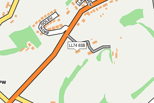 LL74 8SB map - OS OpenMap – Local (Ordnance Survey)