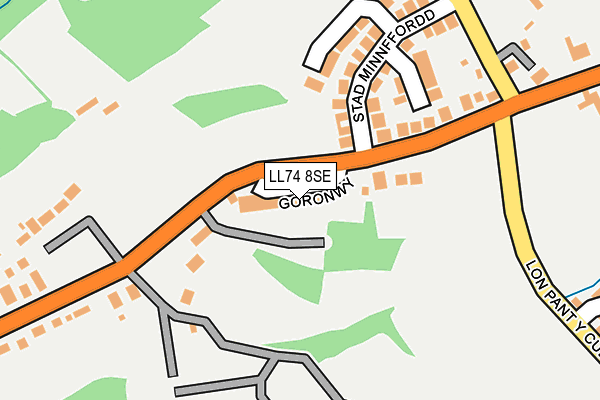 LL74 8SE map - OS OpenMap – Local (Ordnance Survey)