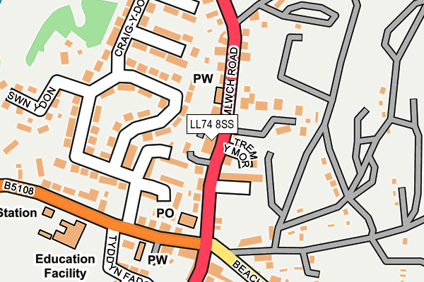 LL74 8SS map - OS OpenMap – Local (Ordnance Survey)