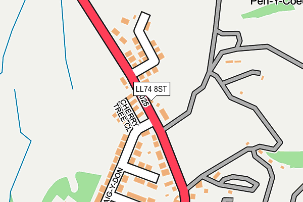 LL74 8ST map - OS OpenMap – Local (Ordnance Survey)