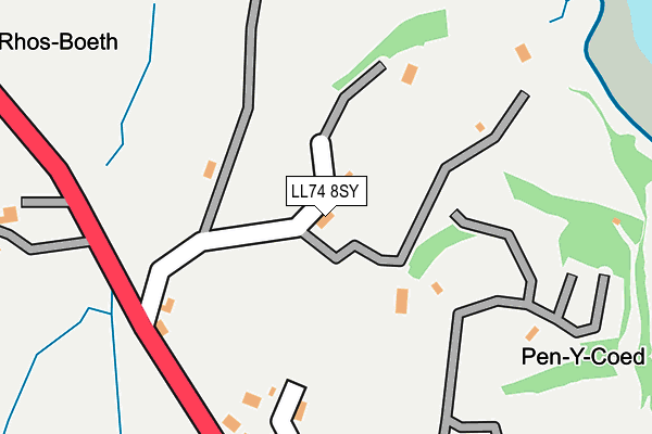 LL74 8SY map - OS OpenMap – Local (Ordnance Survey)