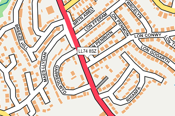 LL74 8SZ map - OS OpenMap – Local (Ordnance Survey)