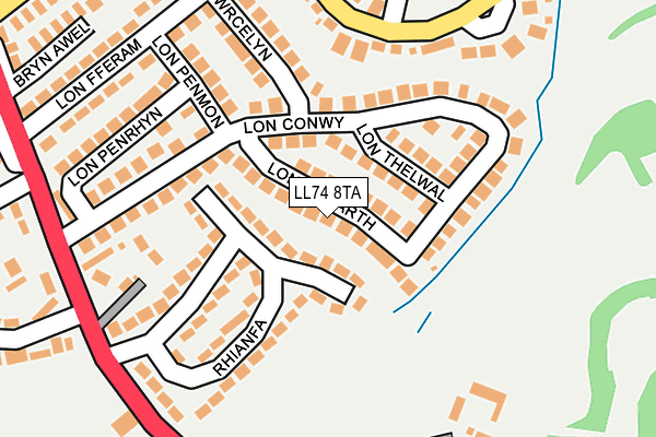 LL74 8TA map - OS OpenMap – Local (Ordnance Survey)