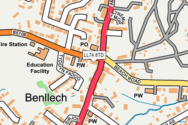 LL74 8TD map - OS OpenMap – Local (Ordnance Survey)