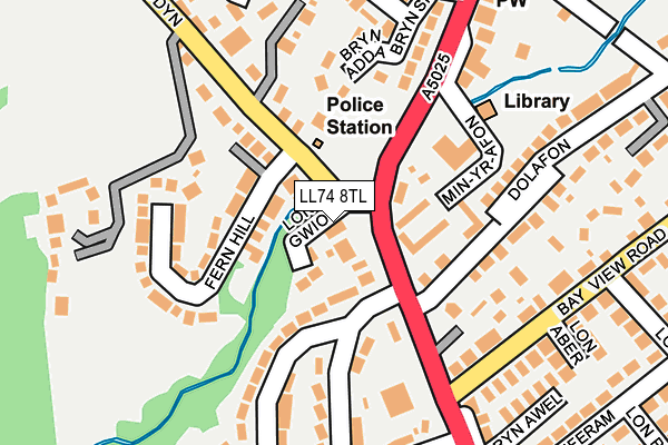 LL74 8TL map - OS OpenMap – Local (Ordnance Survey)