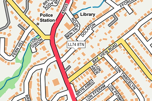 LL74 8TN map - OS OpenMap – Local (Ordnance Survey)