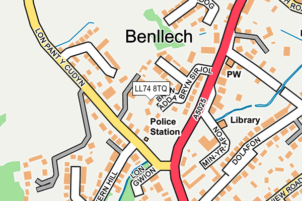 LL74 8TQ map - OS OpenMap – Local (Ordnance Survey)