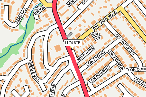LL74 8TR map - OS OpenMap – Local (Ordnance Survey)