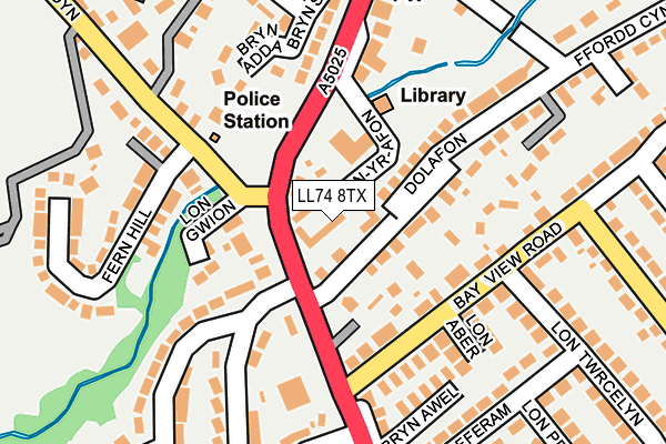 LL74 8TX map - OS OpenMap – Local (Ordnance Survey)
