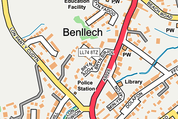 LL74 8TZ map - OS OpenMap – Local (Ordnance Survey)