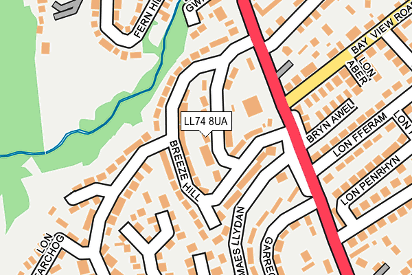 LL74 8UA map - OS OpenMap – Local (Ordnance Survey)