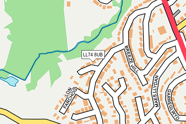 LL74 8UB map - OS OpenMap – Local (Ordnance Survey)